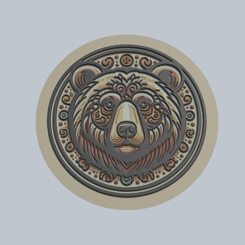 Bear Animal Medallion Bear 3d Print Model