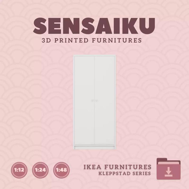 KLEPPSTAD Wardrobe with Doors for Dollhouse IKEA 3D Print