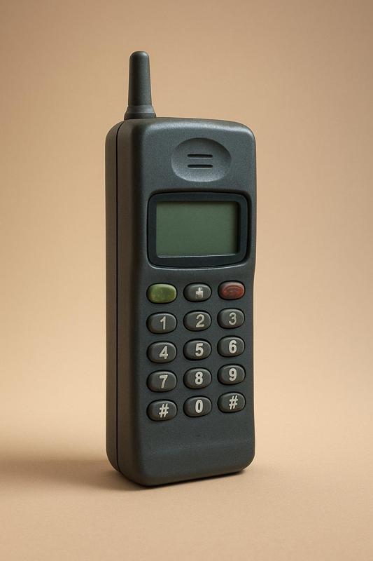 Classic vintage cell phone with antenna - Retro model from the 90s