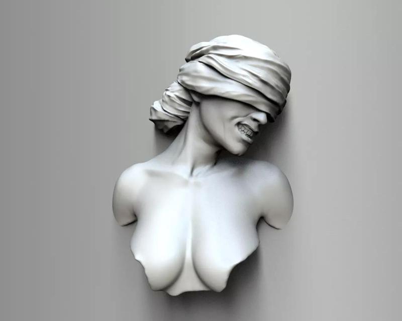 Blindfold woman art piece