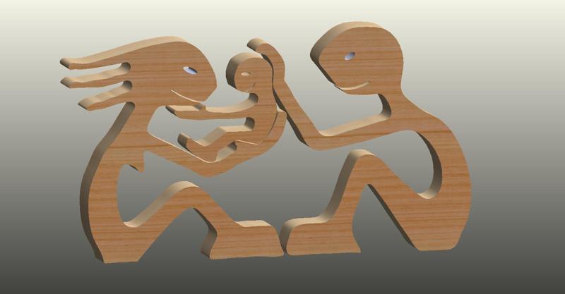 Family 2D Figurine Desktop Table Ornament Model