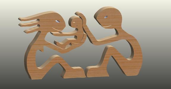 Family 2D Figurine Desktop Table Ornament Model