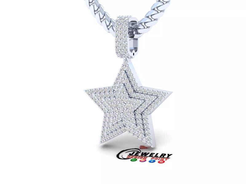 Custom Star Triple Layer Pendant - Star Diamond Necklace