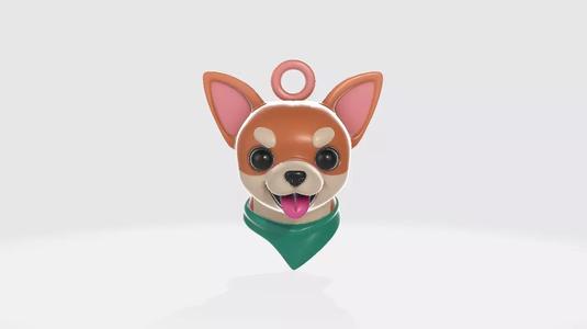 Cute Chihuahua Dog Head Keychain with Bandana