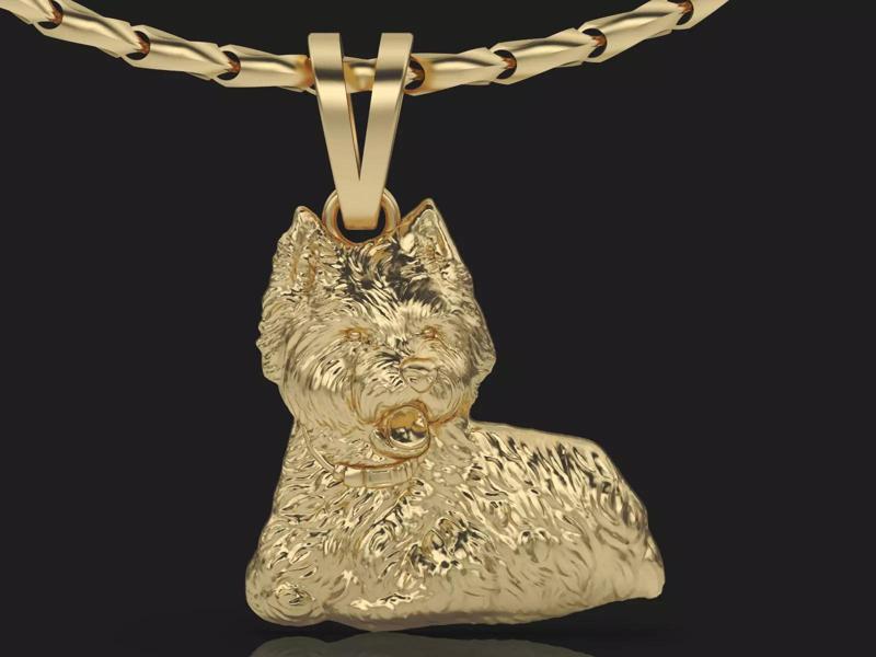 Cute Dog Pendant Silver Gold  Print