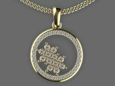 Flower circle pendant  gold printable jewelry 3D model