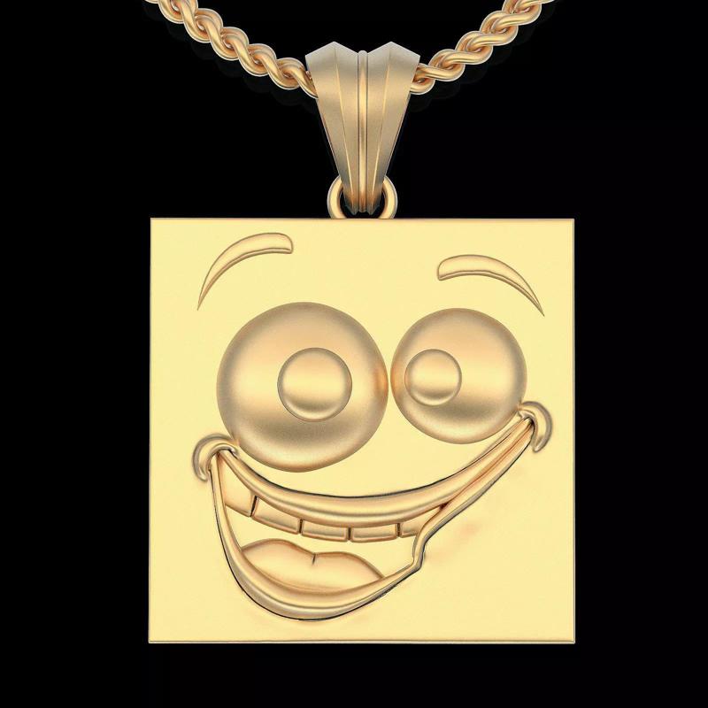 Emoji face comic pendant silver gold jewelry 3D printable model