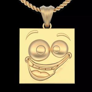 Emoji face comic pendant silver gold jewelry 3D printable model
