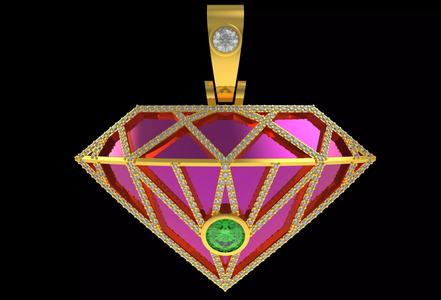 Diamond Shaped Gold Tone Charm Pendant