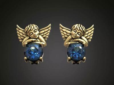 Earrings angels sleeping wings