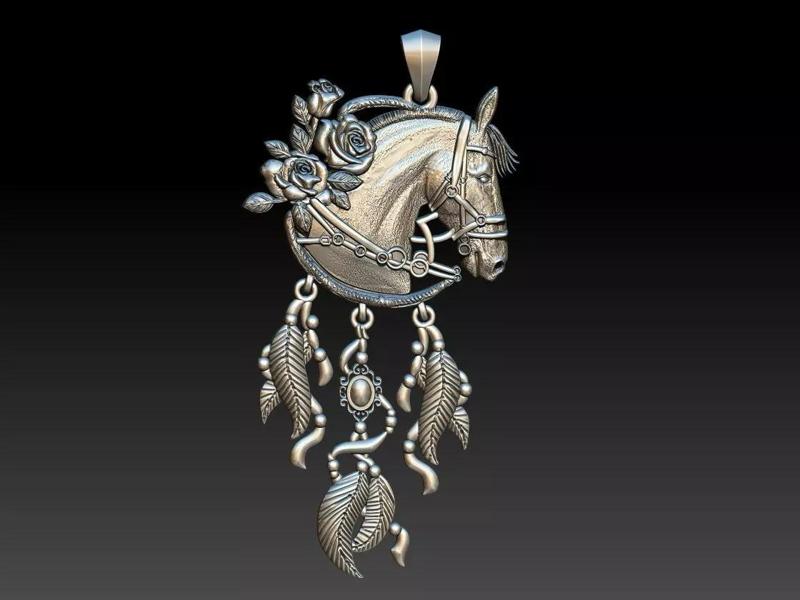 Horse with Flowers and Feathers