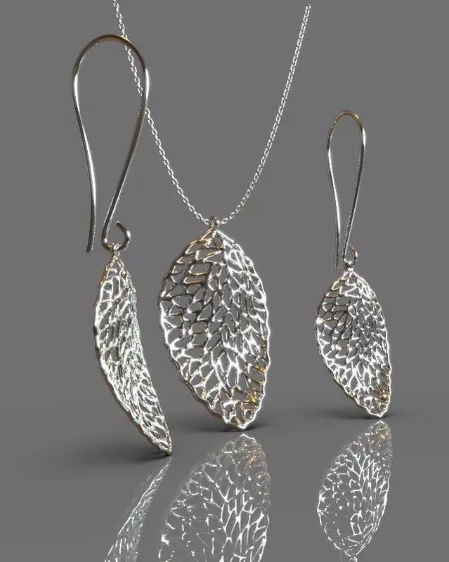 Pendant earrings leaf set