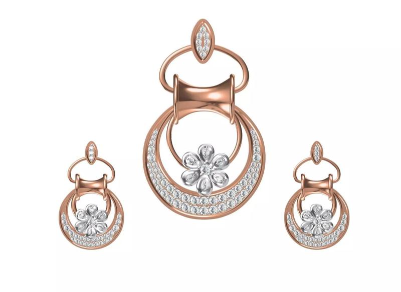Women Earrings Pendant Set STL FBX JCD Details
