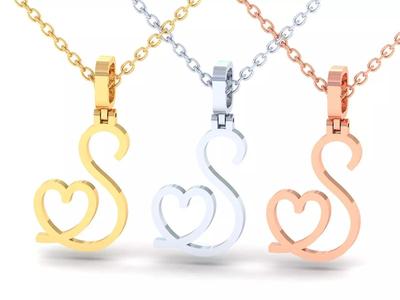S  VALENTINE PENDANT  HANDMADE FONT