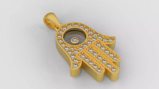 Hamsa Hand Pendant 3d print model C20
