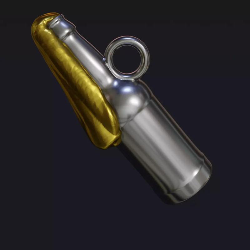 Golden silver pendant model for 3D printing Molotov coctail