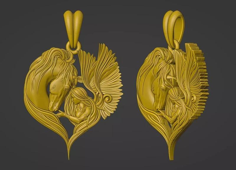 Horse Angel Necklace design gold pendant