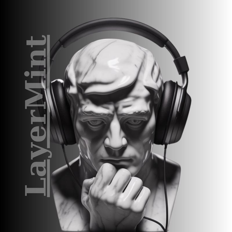 Modern Thinker Bust with Headphones – Music Inspired 3D Printable Sculpture (STL + OBJ)