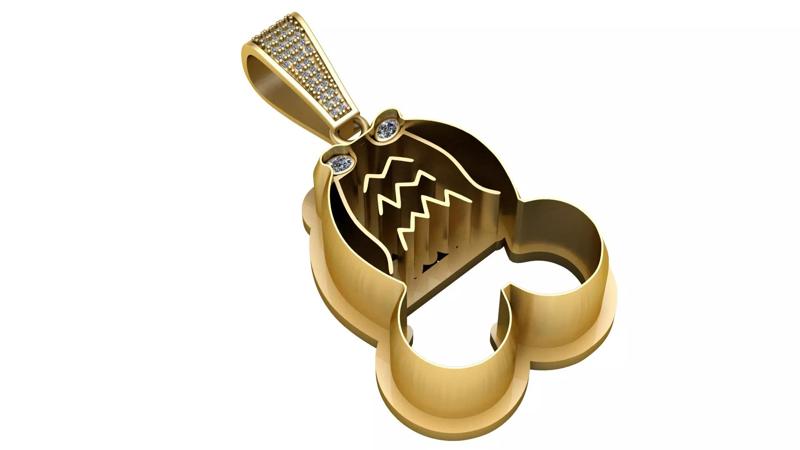 Teddy bear gold pendant 3D printable model