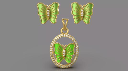 Unique Diamond Butterfly Pendant - 0034