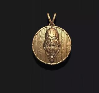 viking Odin head shield pendant