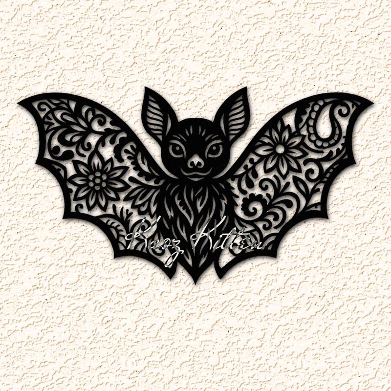 Midnight Floral Bat Wall Art Home Decor