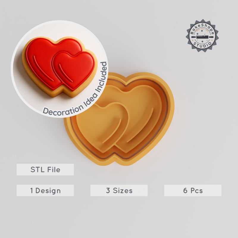 Heart Shape Cutter & Stamp Set, Love Symbol Cookie Decor, Fondant Tools, S/M/L Sizes, Romantic Baking Accessories Bundle