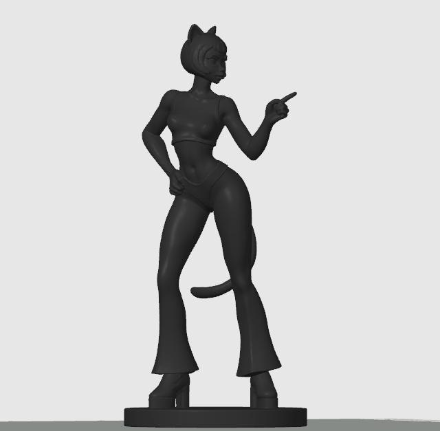 Disco cat-girl figurine