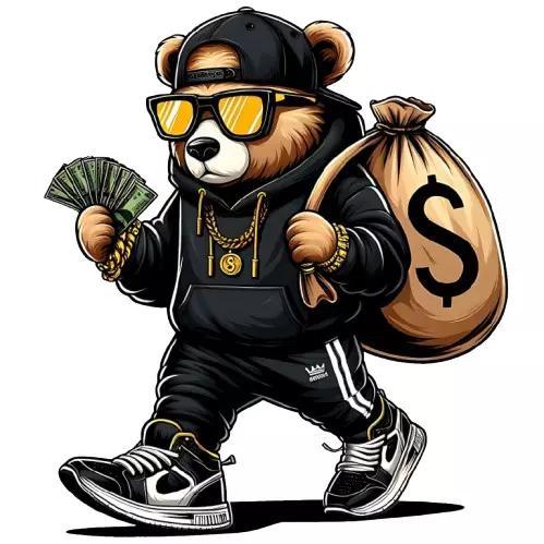 Streetwear Bear with Money Bag 3D Model