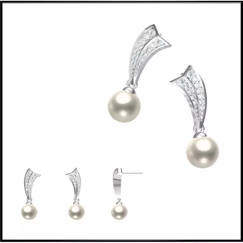 JCD Format Elegant gold pearl earrings metal file for jewelry