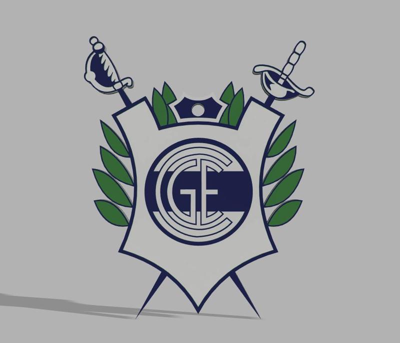GYMNASIA DE LA PLATA SHIELD W/ EMBOSSED BACK : ARGENTINEAN SOCCER KEYCHAIN