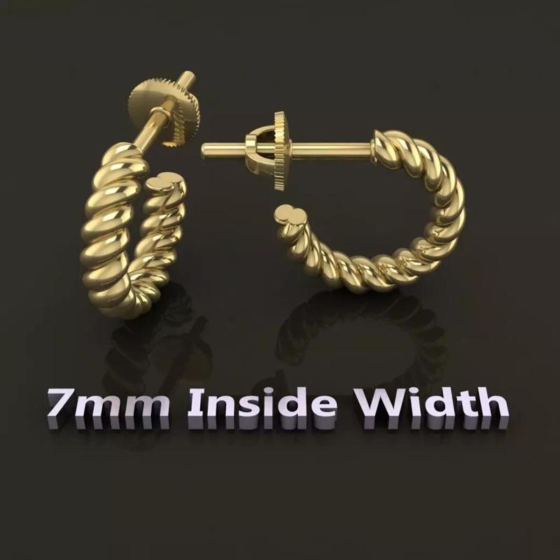 Earring Hoop Rope Twist Opened Back 7MM DIAMETER