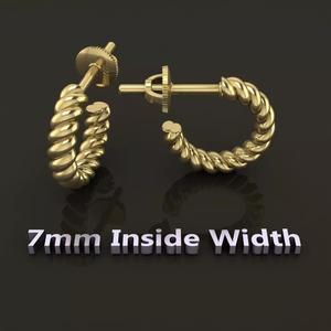 Earring Hoop Rope Twist Opened Back 7MM DIAMETER