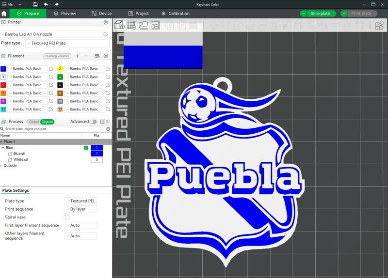 Liga MX Puebla keychain badge color printable