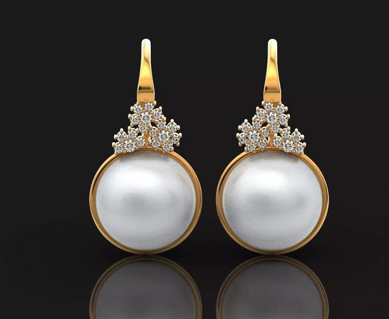 pearl earrings with flowers 1389