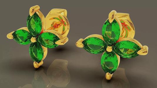 Prong set marquise shape diamond flower stud earring