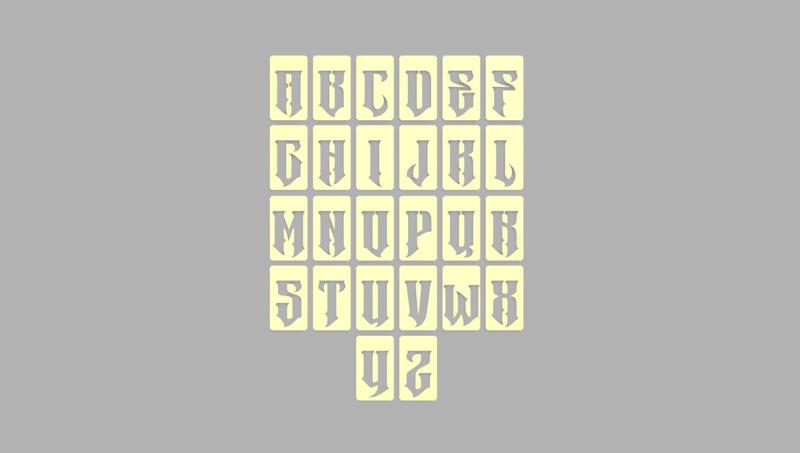 Gothic Letter Stencils - Reusable Ruler Set for Artistic Designs