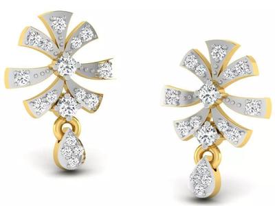 Gold Diamond Women Earring 3D print Model