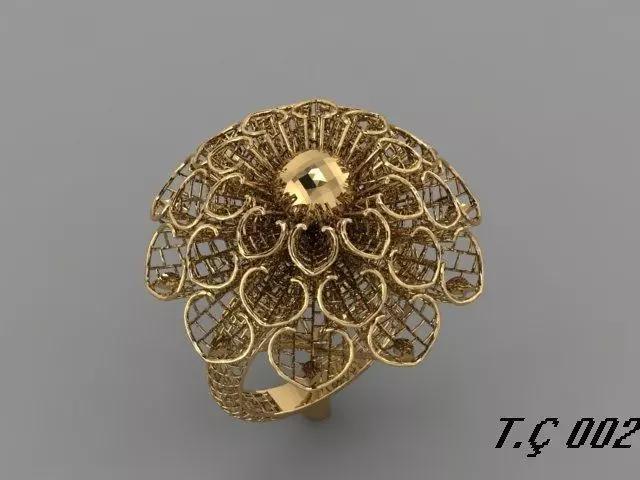 yuzuk gold filigree flower ring