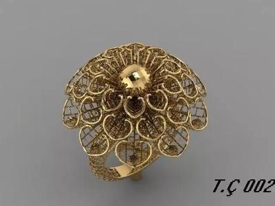 yuzuk gold filigree flower ring