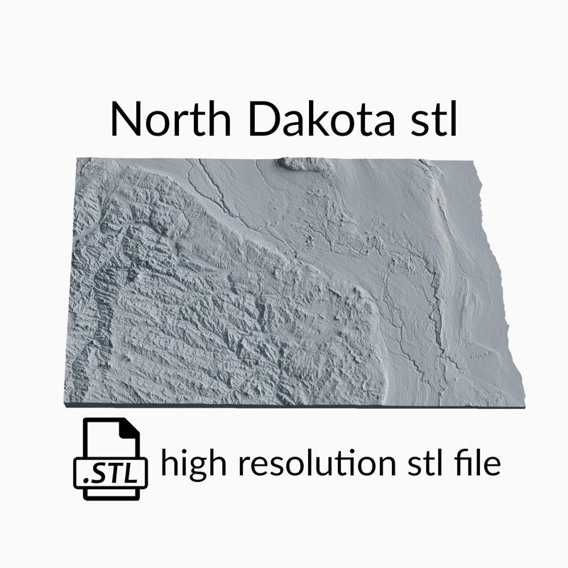 USA State of North Dakota Topographic Map - 3D Terrain Elevation - Relief Map - Topography of North Dakota