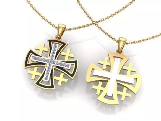 Cross 4 egyptian gold and diamond pendant