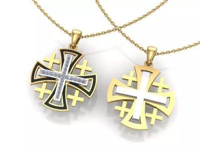 Cross 4 egyptian gold and diamond pendant
