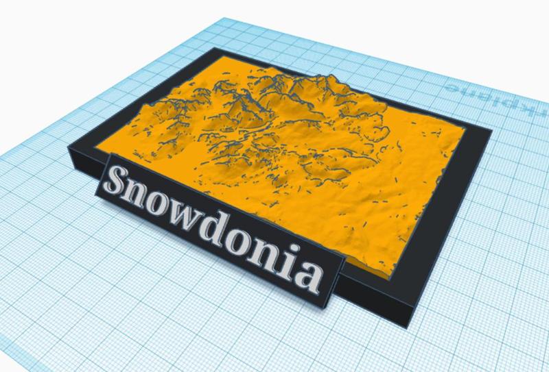 Snowdonia Mountain Hike Topographic - In a Frame & Nametag -  3d map