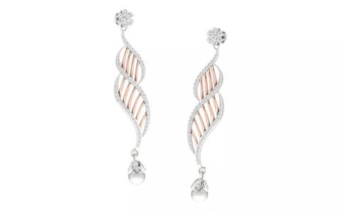 Diamond Drops Earrings 3dm render details