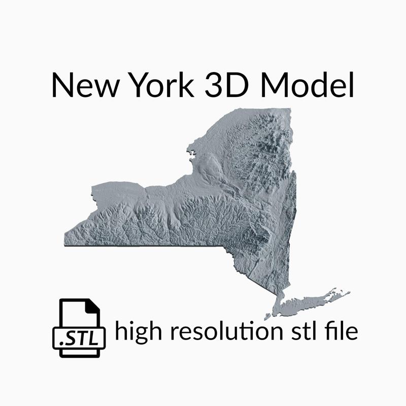 USA State of New York Topographic Map - 3D Terrain Elevation - Relief Map - Topography of New York