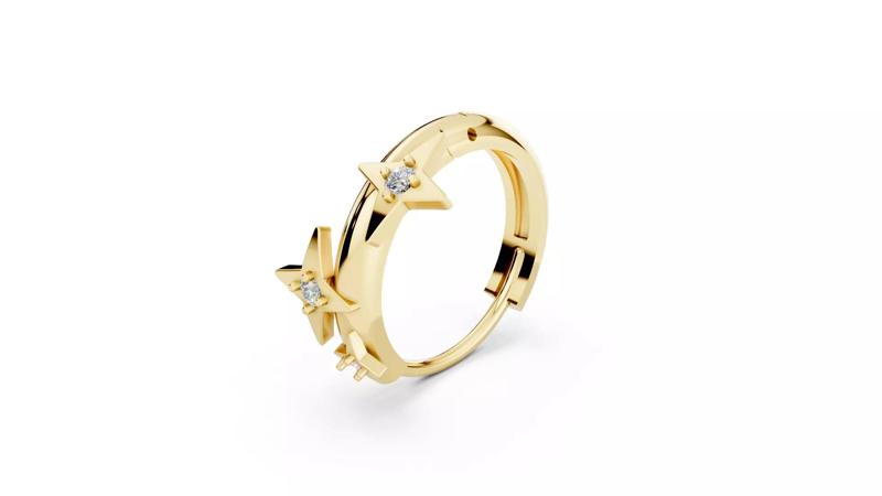 Celestial Star Bali Hoop with Blue Diamonds