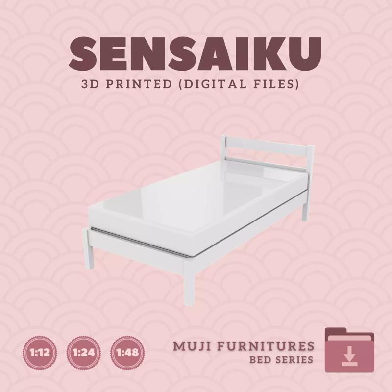 01 Muji Bed Single Bed for Miniature Dollhouse Muji 3D Print