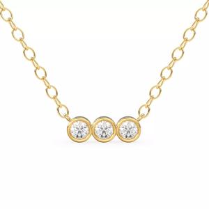 3 Diamond Bezel Charm Pendant Gold Trio Zircon Necklace