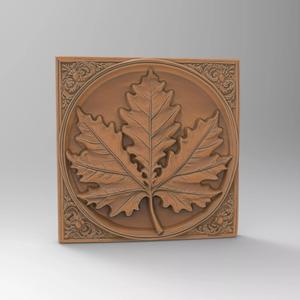 Framed Oak Leaf Sculpture Square Tile